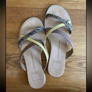 Dolce Vita yellow and cheetah print sandals
